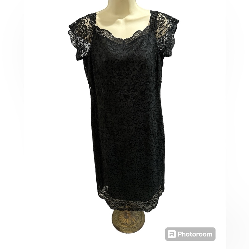 Worthington  Evening Wear Sheath Lace Little Black Dress Women’s Size 12‎ EUC